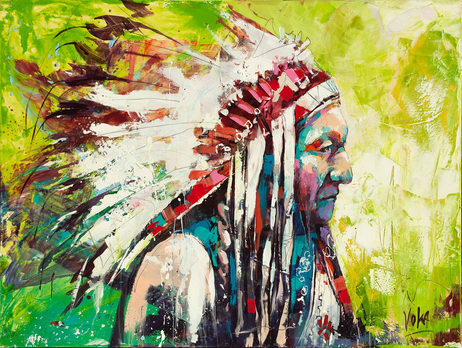 Native American Chief | Acryl auf Leinen | 200 x 150 cm